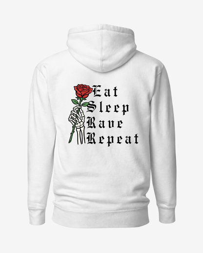 Sweat à capuche Eat Sleep Rave Repeat blanc
