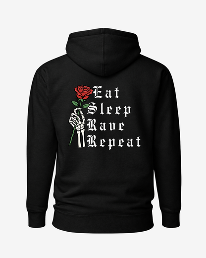 Sweat à capuche Eat Sleep Rave Repeat noir