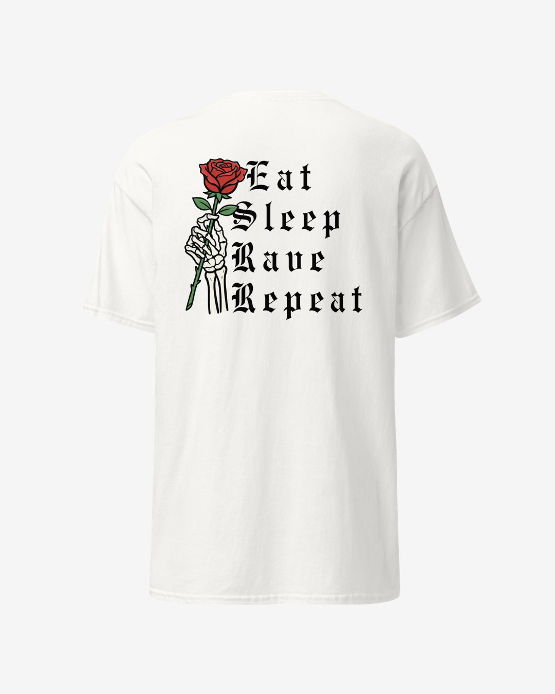 T-shirt manche courte Eat Sleep Rave Repeat blanc (dos)